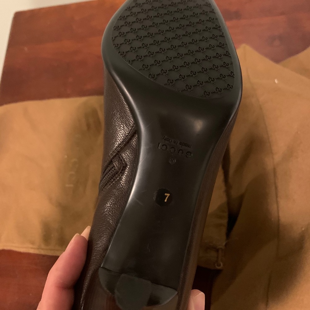 Gucci Brown Leather Ankle Boots 163363 Size 7